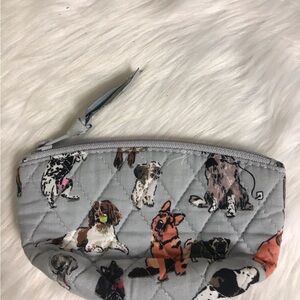 Vera Bradley Gray Quilted Dog Print Pouch